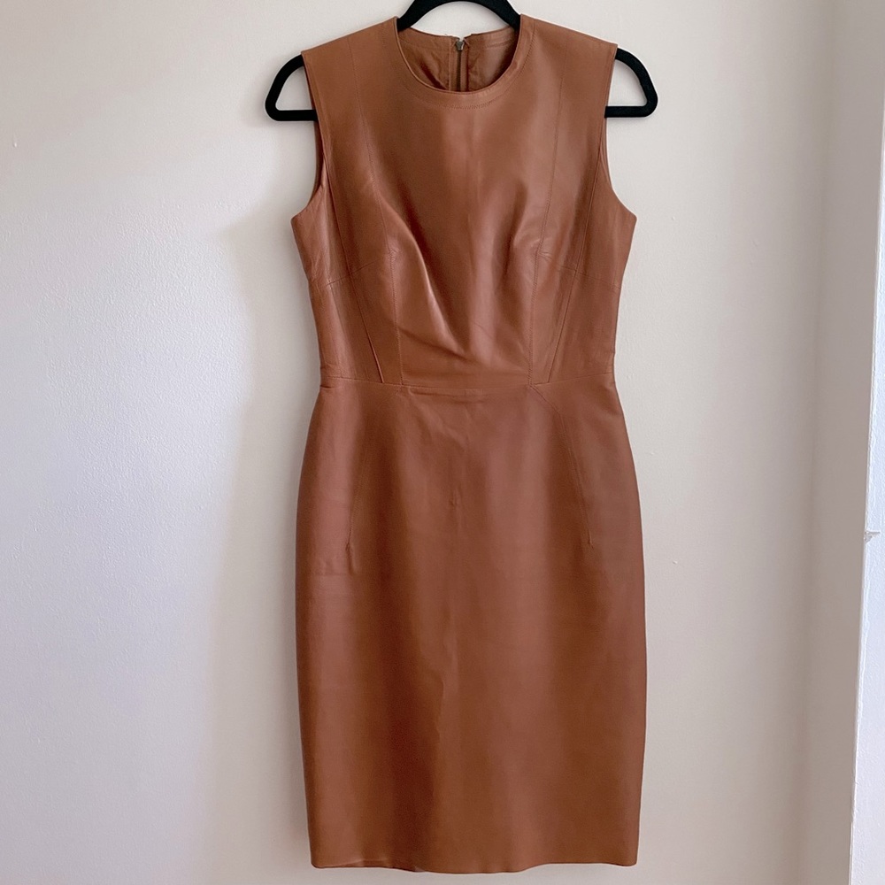 O’2nd Brown Real Leather Pencil Dress 4